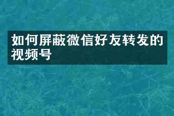 如何屏蔽微信好友转发的视频号