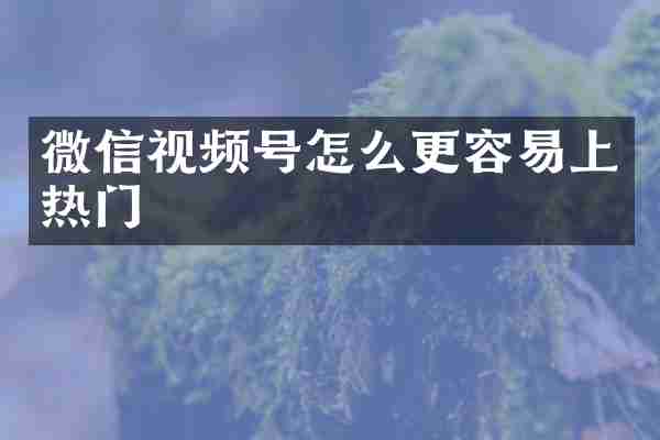 微信视频号怎么更容易上热门