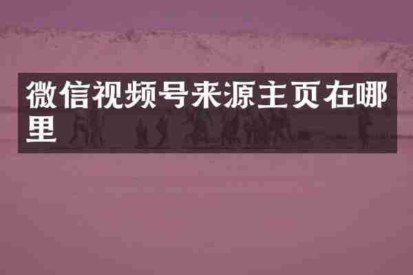 微信视频号来源主页在哪里