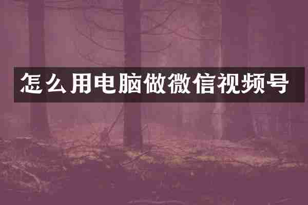 怎么用电脑做微信视频号