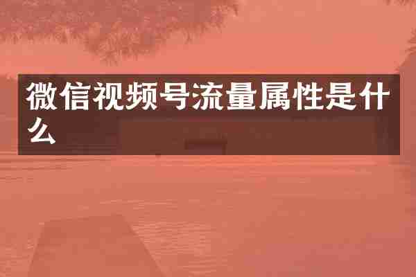 微信视频号流量属性是什么