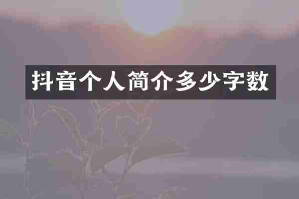 抖音个人简介多少字数