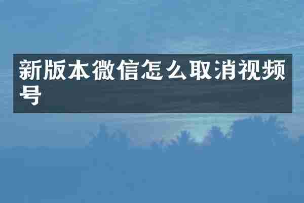 新版本微信怎么取消视频号
