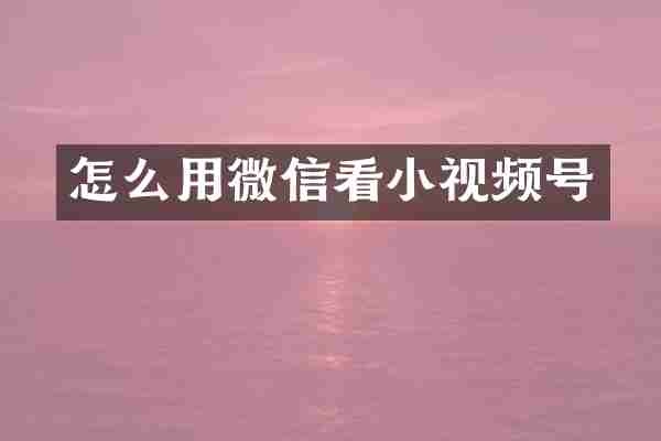 怎么用微信看小视频号