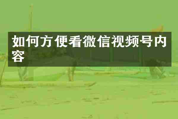 如何方便看微信视频号内容