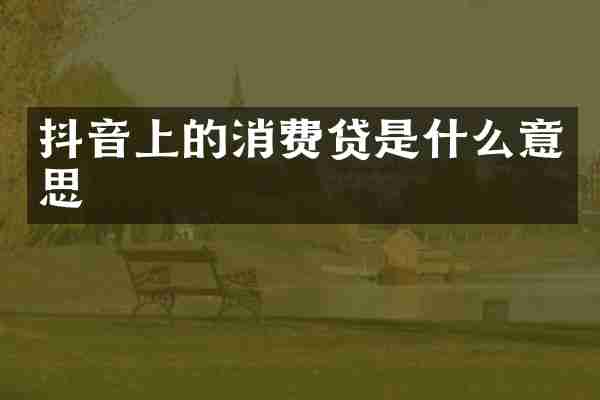 抖音上的消费贷是什么意思