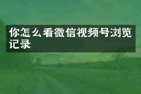 你怎么看微信视频号浏览记录