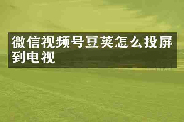 微信视频号豆荚怎么投屏到电视