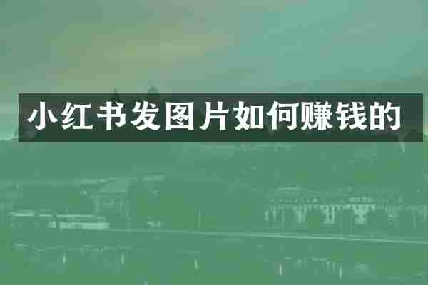 小红书发图片如何赚钱的