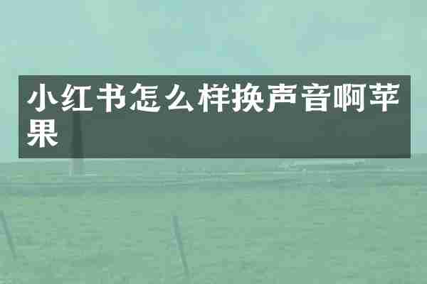 小红书怎么样换声音啊苹果