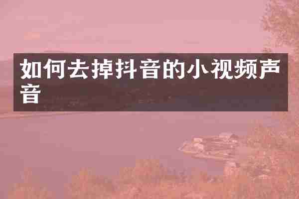 如何去掉抖音的小视频声音