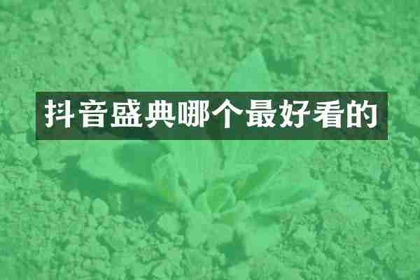 抖音盛典哪个最好看的