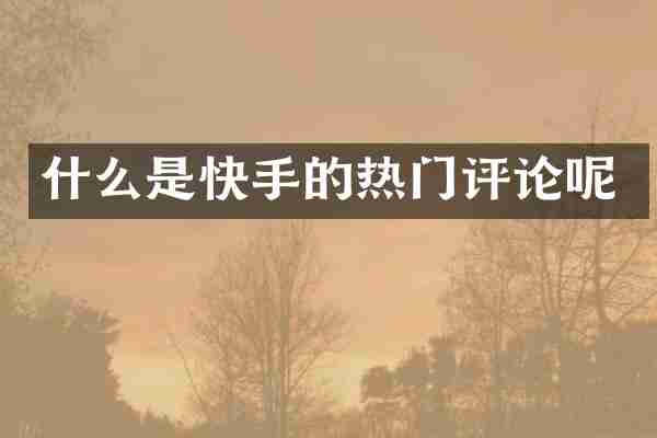 什么是快手的热门评论呢