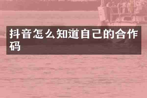 抖音怎么知道自己的合作码