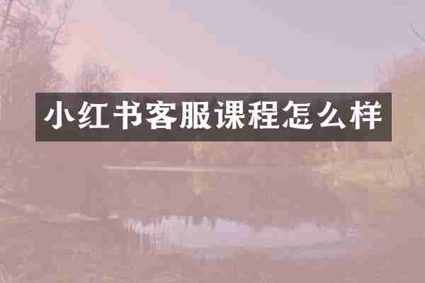 小红书客服课程怎么样