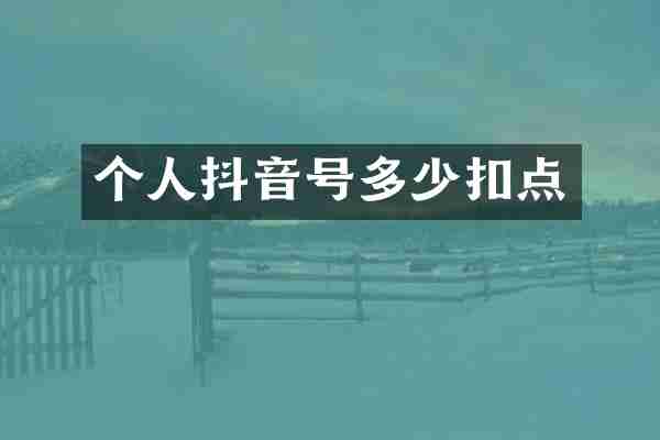 个人抖音号多少扣点