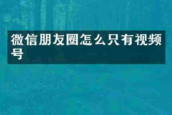 微信朋友圈怎么只有视频号