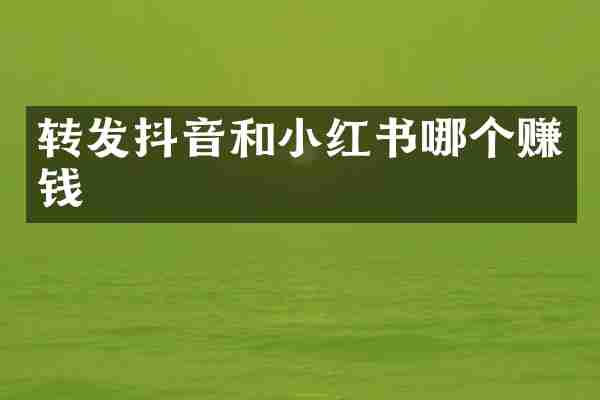 转发抖音和小红书哪个赚钱