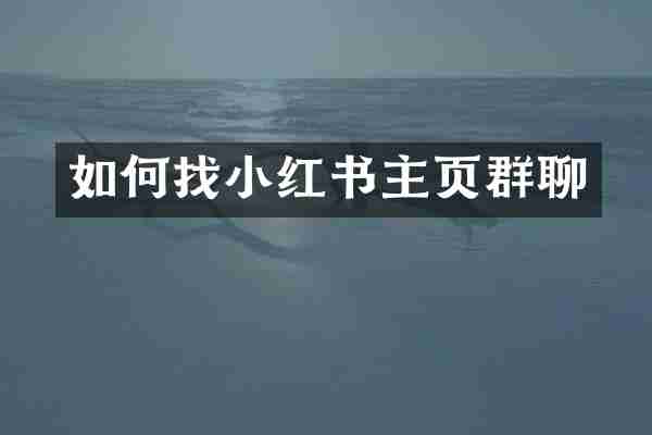 如何找小红书主页群聊