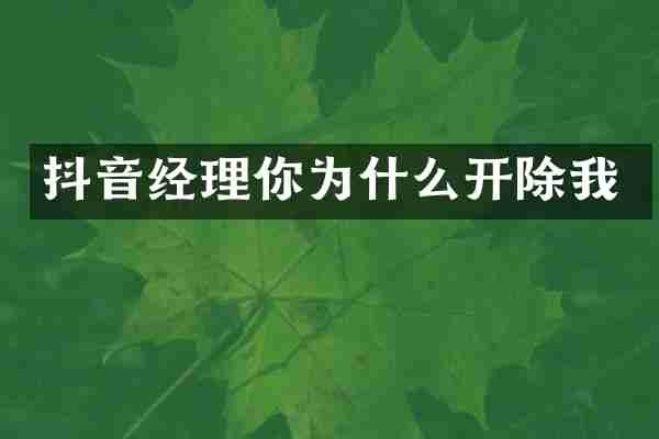抖音经理你为什么开除我