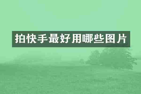 拍快手最好用哪些图片