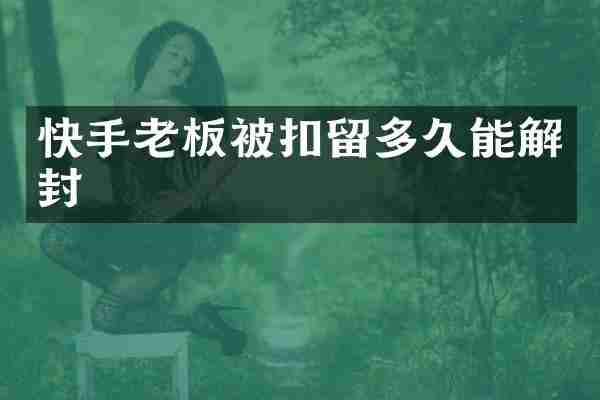 快手老板被扣留多久能解封
