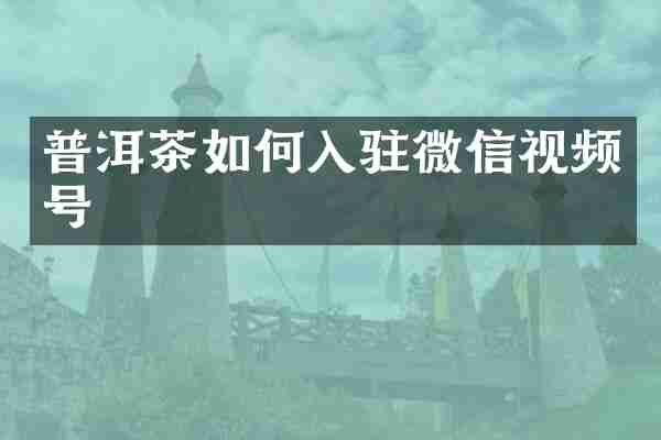 普洱茶如何入驻微信视频号