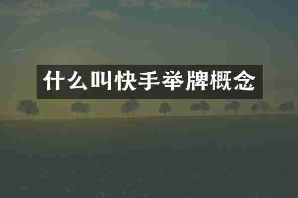 什么叫快手举牌概念