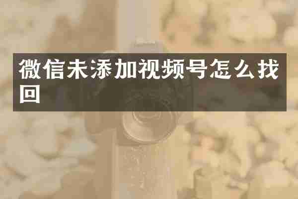微信未添加视频号怎么找回