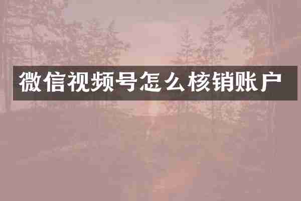 微信视频号怎么核销账户