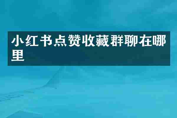 小红书点赞收藏群聊在哪里