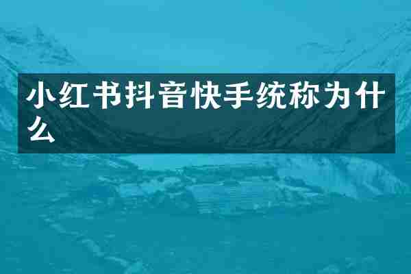 小红书抖音快手统称为什么