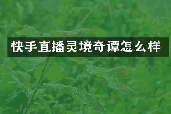 快手直播灵境奇谭怎么样