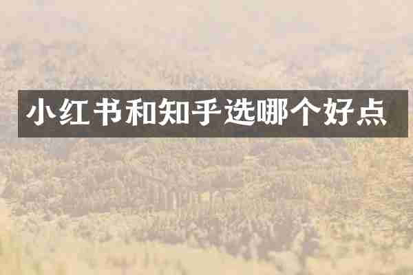 小红书和知乎选哪个好点