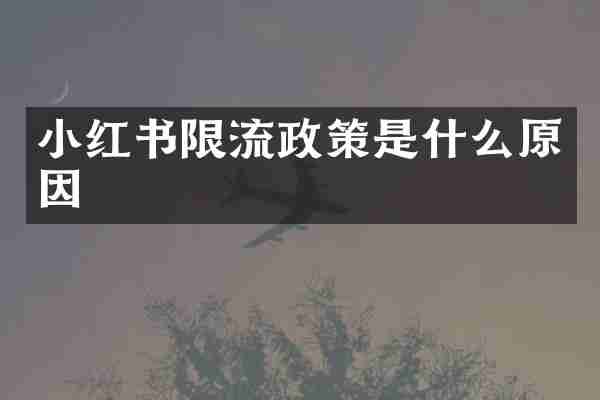 小红书限流政策是什么原因