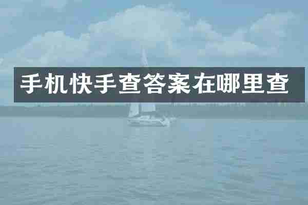 手机快手查答案在哪里查