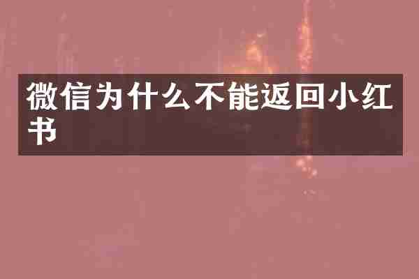 微信为什么不能返回小红书