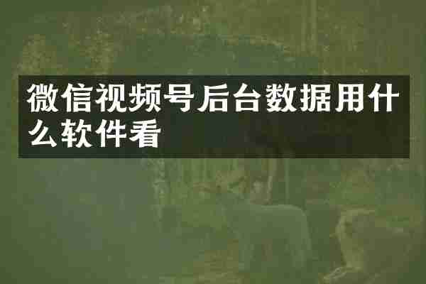 微信视频号后台数据用什么软件看