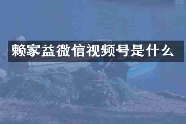 赖家益微信视频号是什么