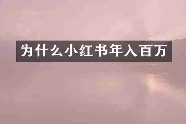 为什么小红书年入百万