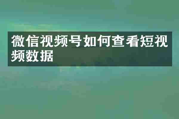 微信视频号如何查看短视频数据