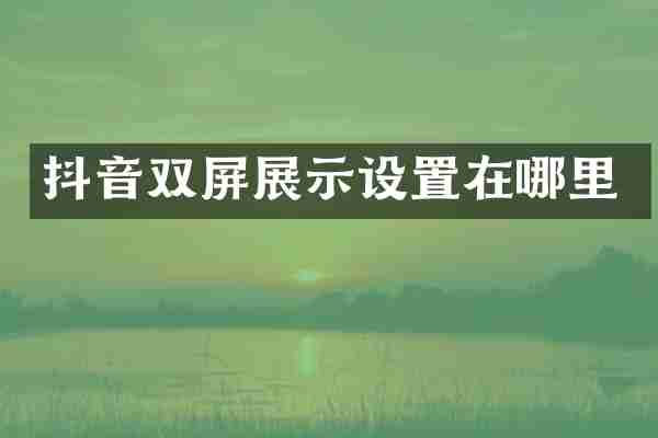 抖音双屏展示设置在哪里