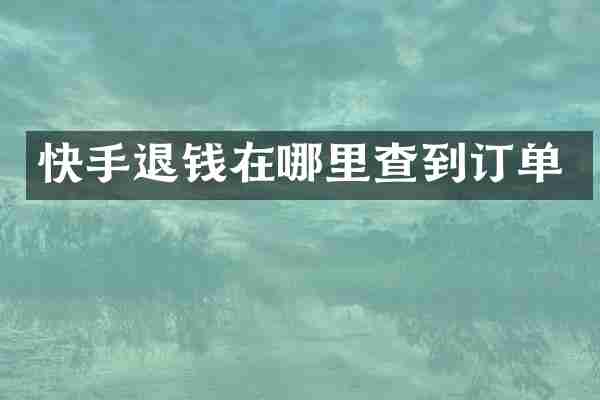 快手退钱在哪里查到订单