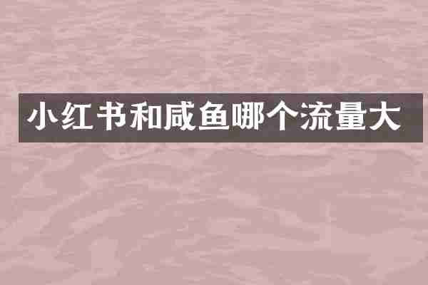 小红书和咸鱼哪个流量大