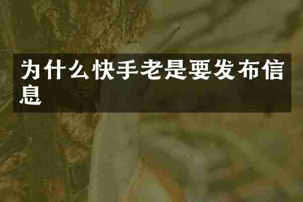 为什么快手老是要发布信息