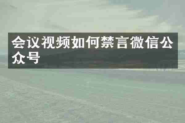 会议视频如何禁言微信公众号