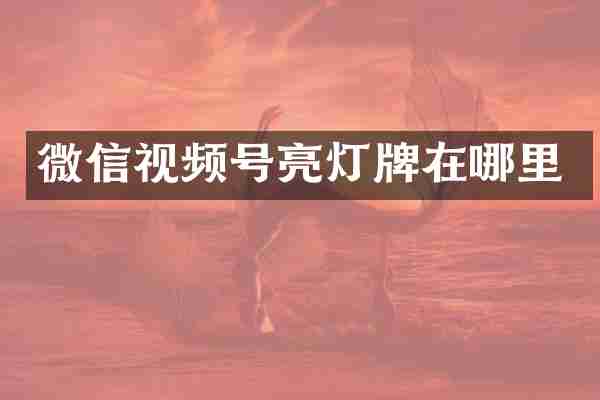 微信视频号亮灯牌在哪里