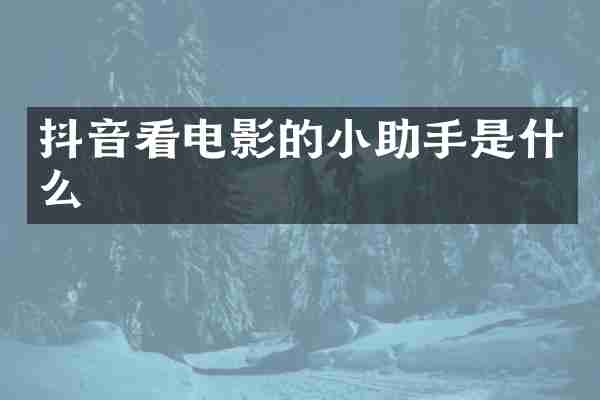 抖音看电影的小助手是什么