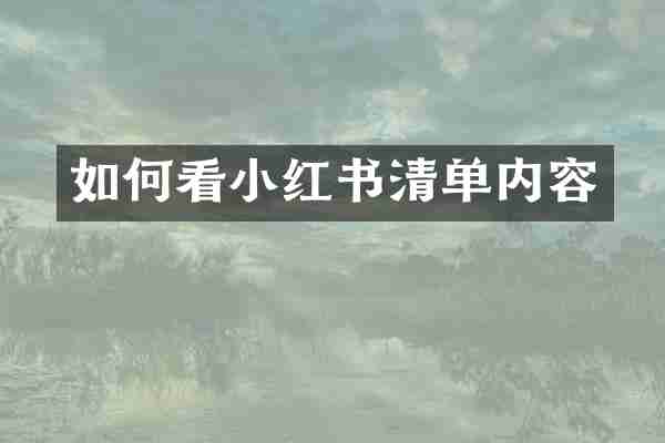 如何看小红书清单内容
