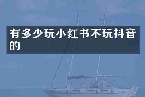 有多少玩小红书不玩抖音的